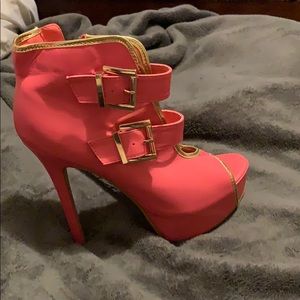 Pink and gold pumps